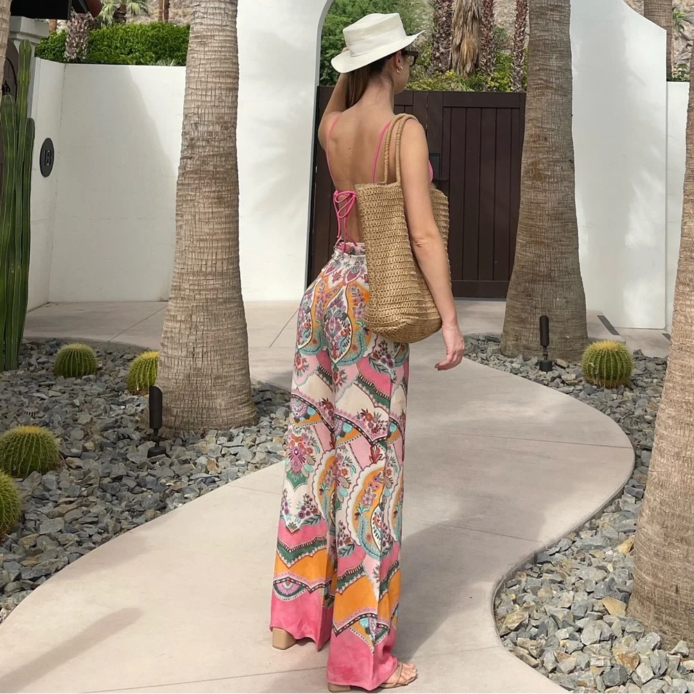 Zara high rise wide leg pant
